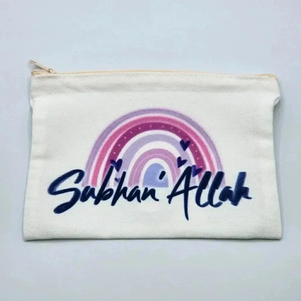 Subhanallah‎ Canvas Zipper Pencil Bag Makeup Bag Pouch Bag Handmade NWT